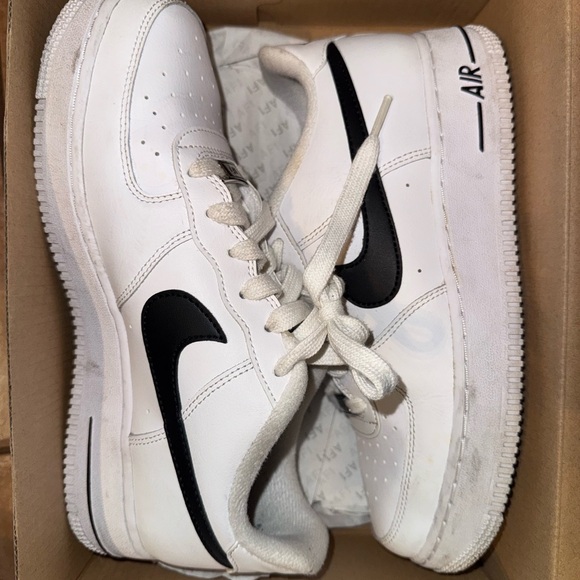 Nike White and Black Air Force 1 Sneakers - Picture 8 of 9